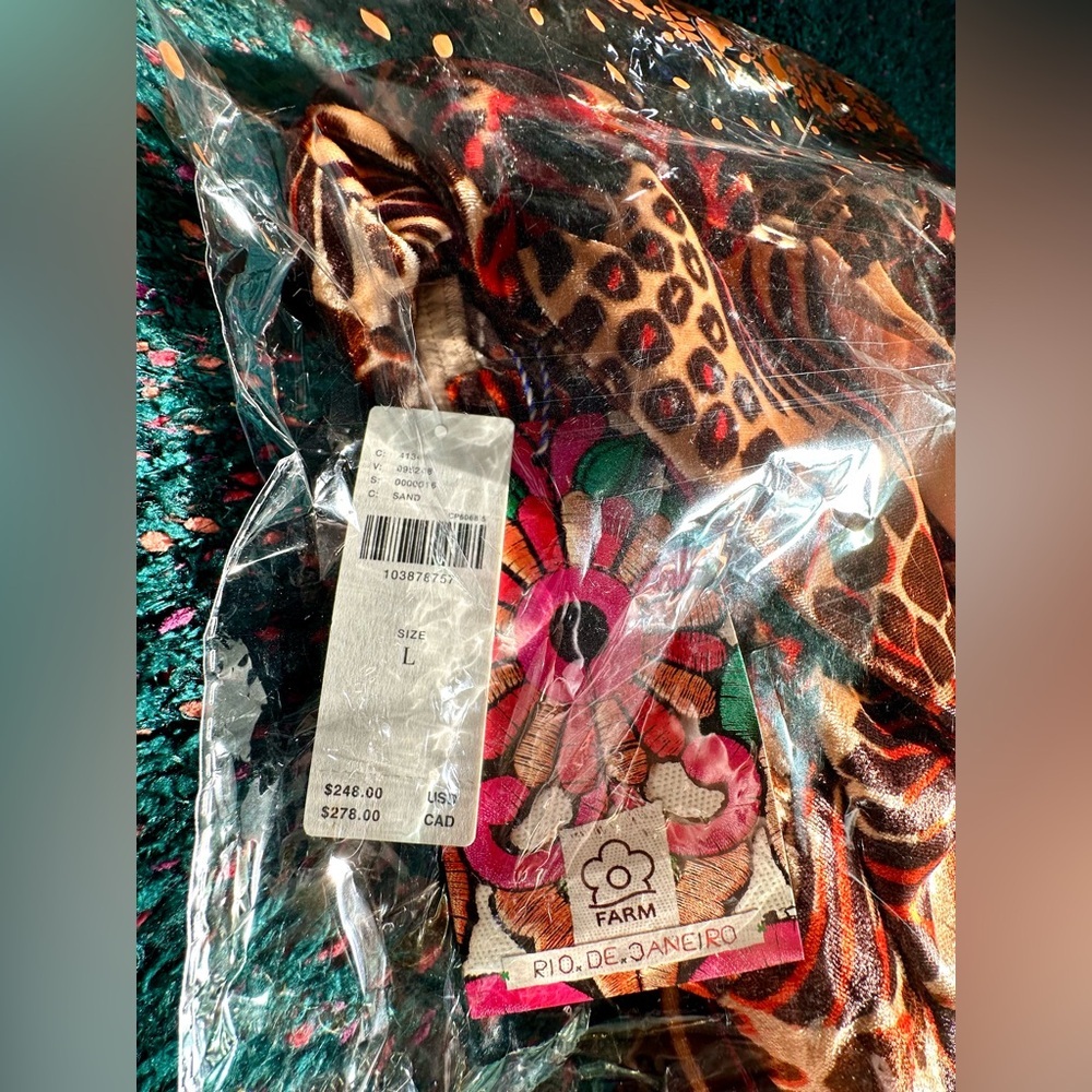 RARE Farm Rio x Anthropologie NWT Long-Sleeve Printed Romper—L - Picture 13 of 16